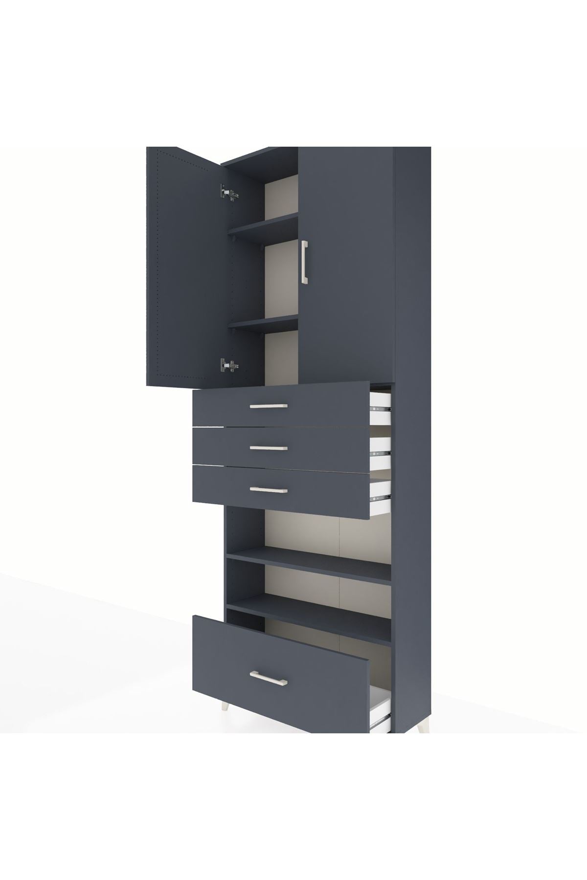 Arges Dolap 5 Raflı 4 Çekmeceli 2 Kapaklı 88x30x243 - S33M019V5A