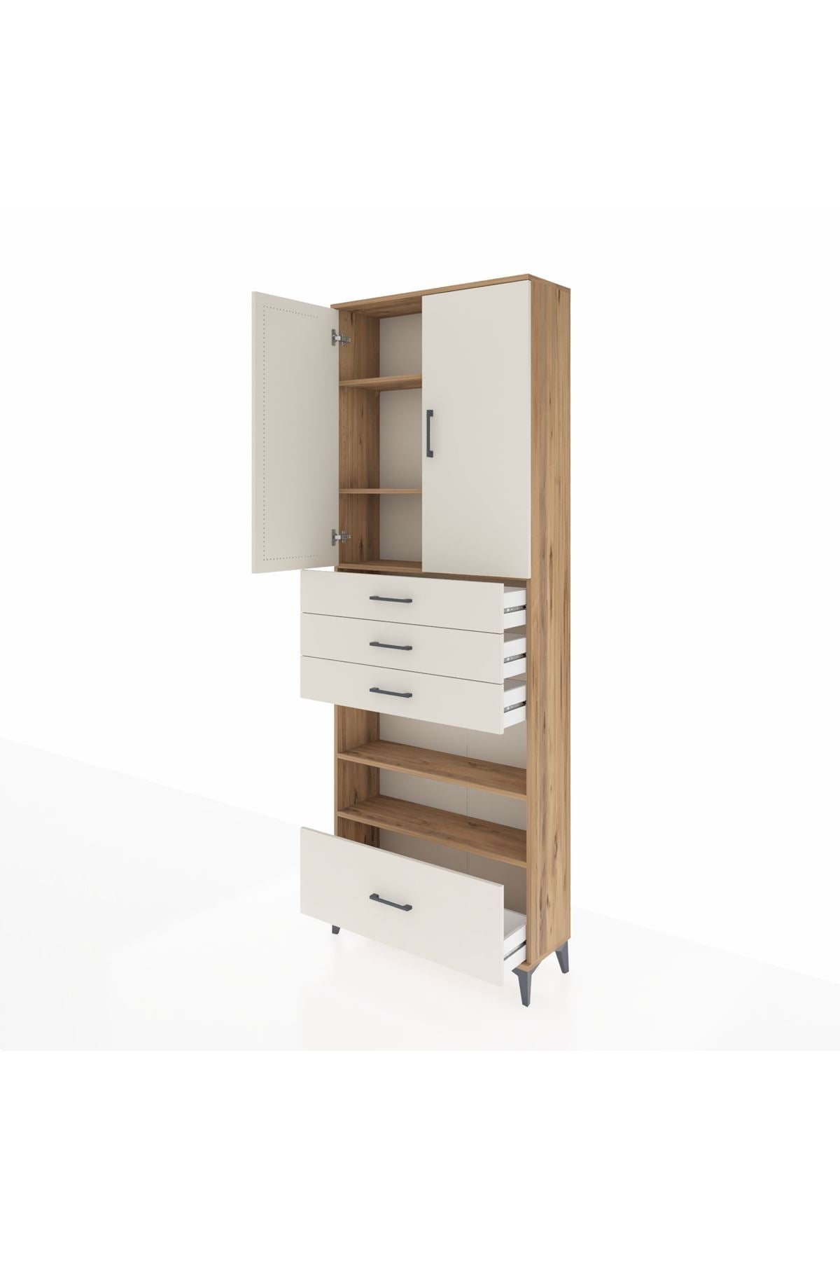 Arges Dolap 5 Raflı 4 Çekmeceli 2 Kapaklı 88x30x243 - S33M019V7A
