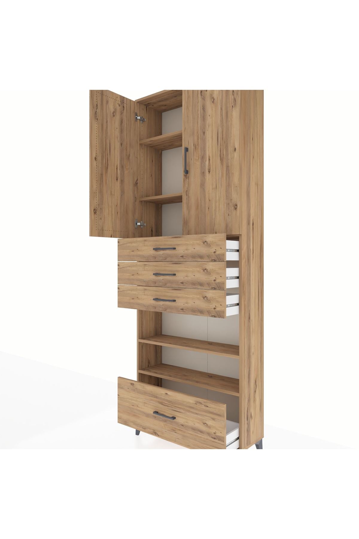 Arges Dolap 5 Raflı 4 Çekmeceli 2 Kapaklı 88x30x243 - S33M019V9A