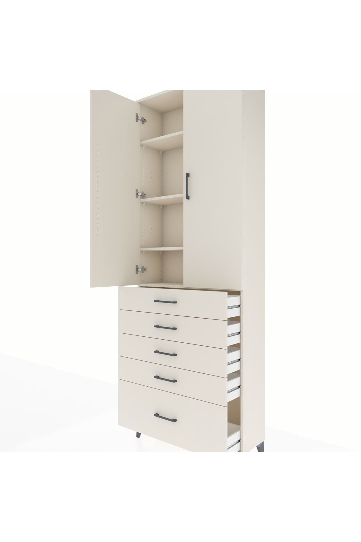 Arges Dolap 4 Raflı 5 Çekmeceli 2 Kapaklı 88x30x243 - S33M021V1A
