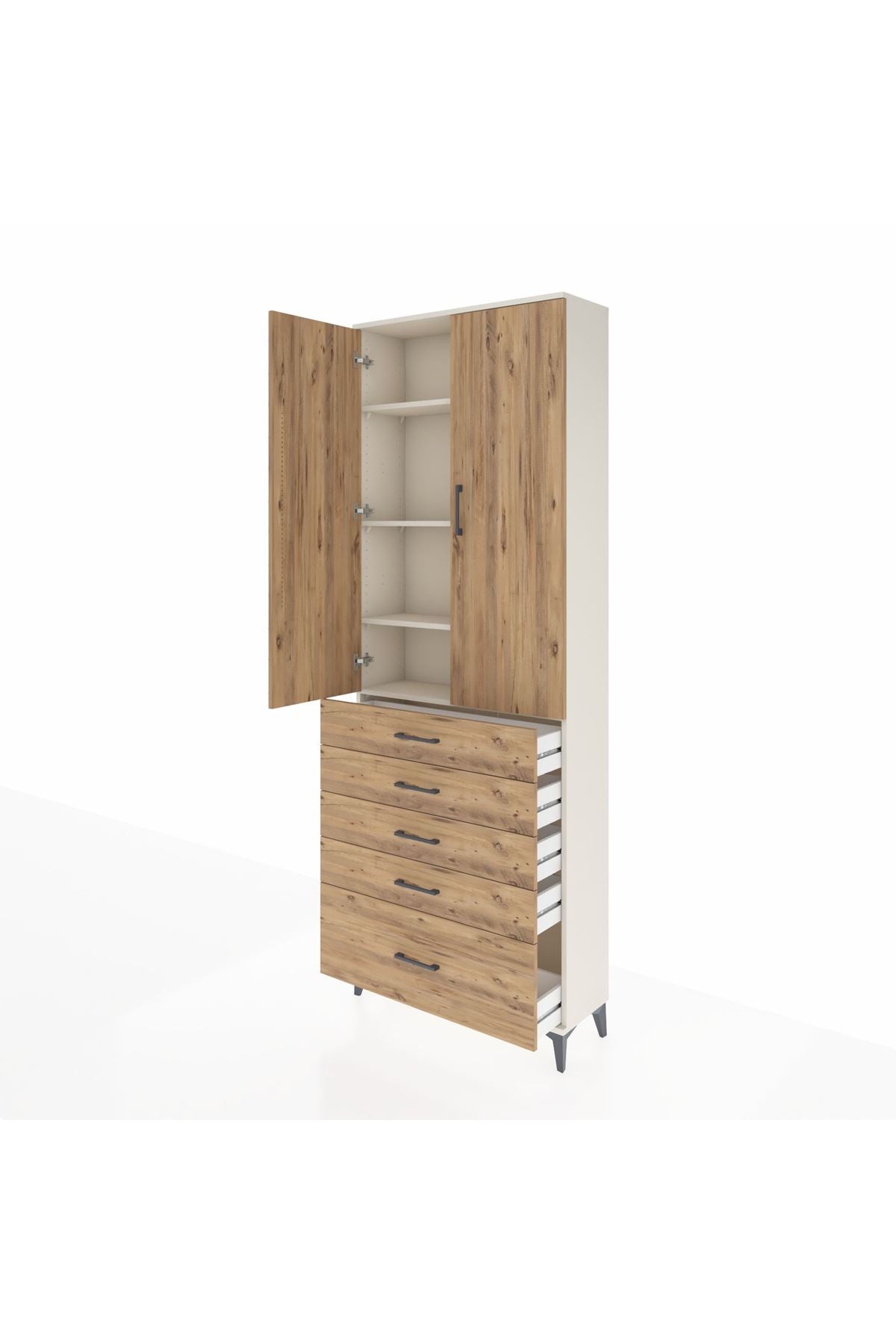 Arges Dolap 4 Raflı 5 Çekmeceli 2 Kapaklı 88x30x243 - S33M021V3A