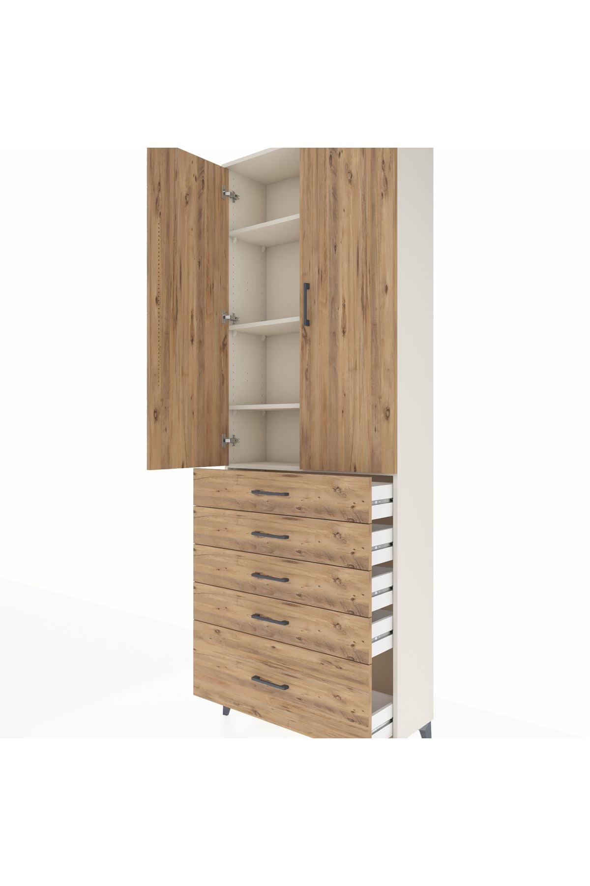 Arges Dolap 4 Raflı 5 Çekmeceli 2 Kapaklı 88x30x243 - S33M021V3A