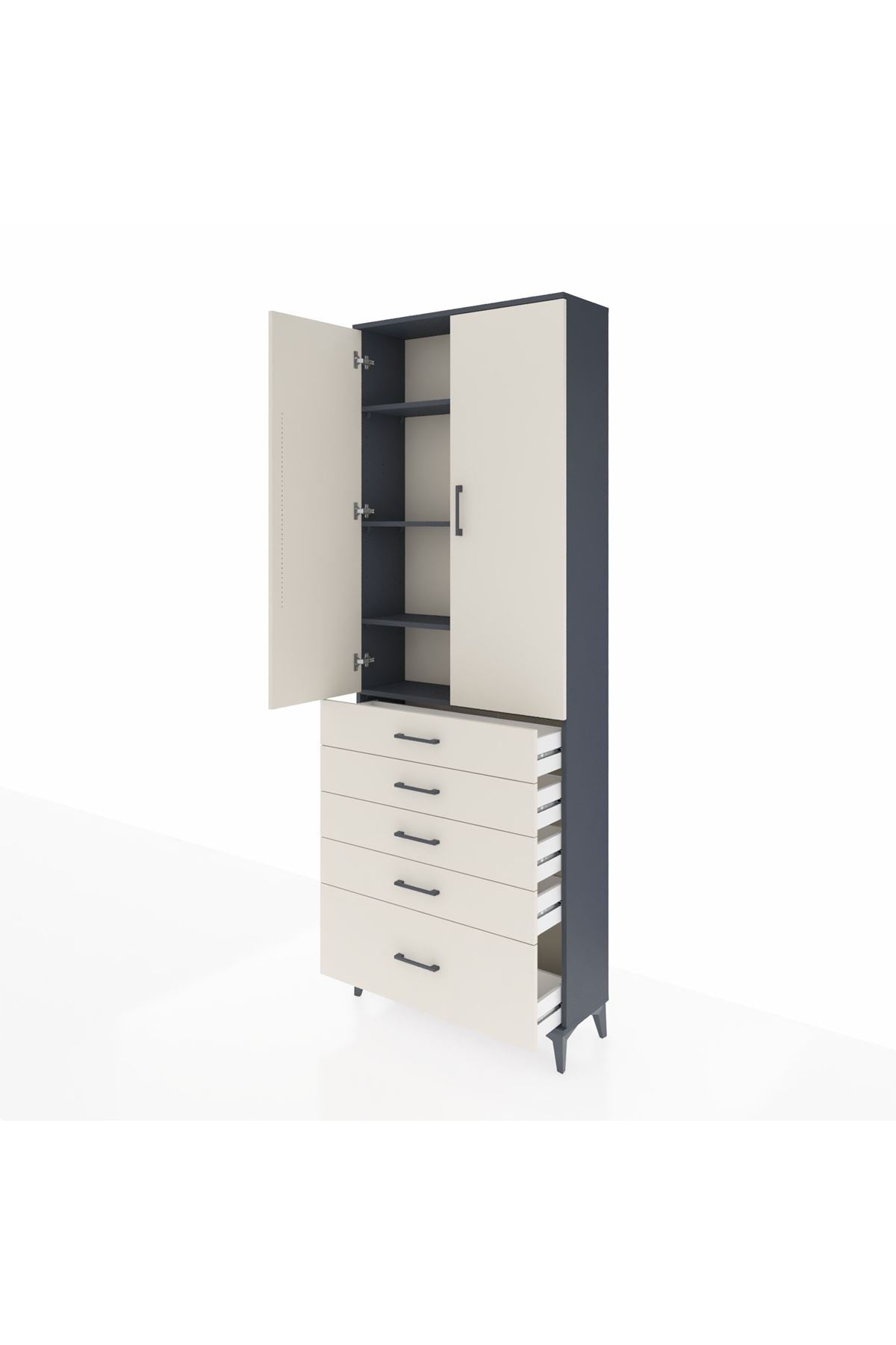 Arges Dolap 4 Raflı 5 Çekmeceli 2 Kapaklı 88x30x243 - S33M021V4A