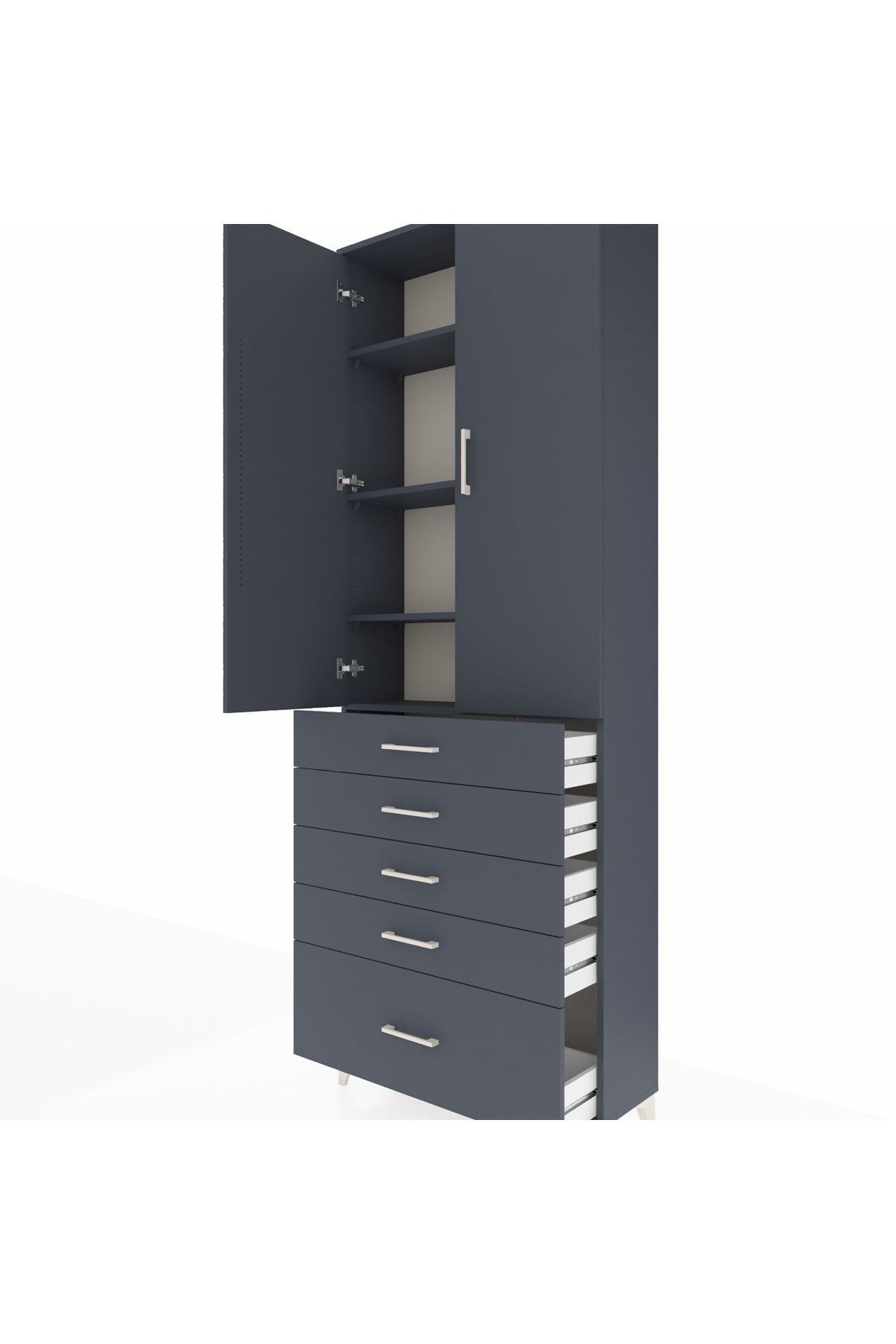 Arges Dolap 4 Raflı 5 Çekmeceli 2 Kapaklı 88x30x243 - S33M021V5A