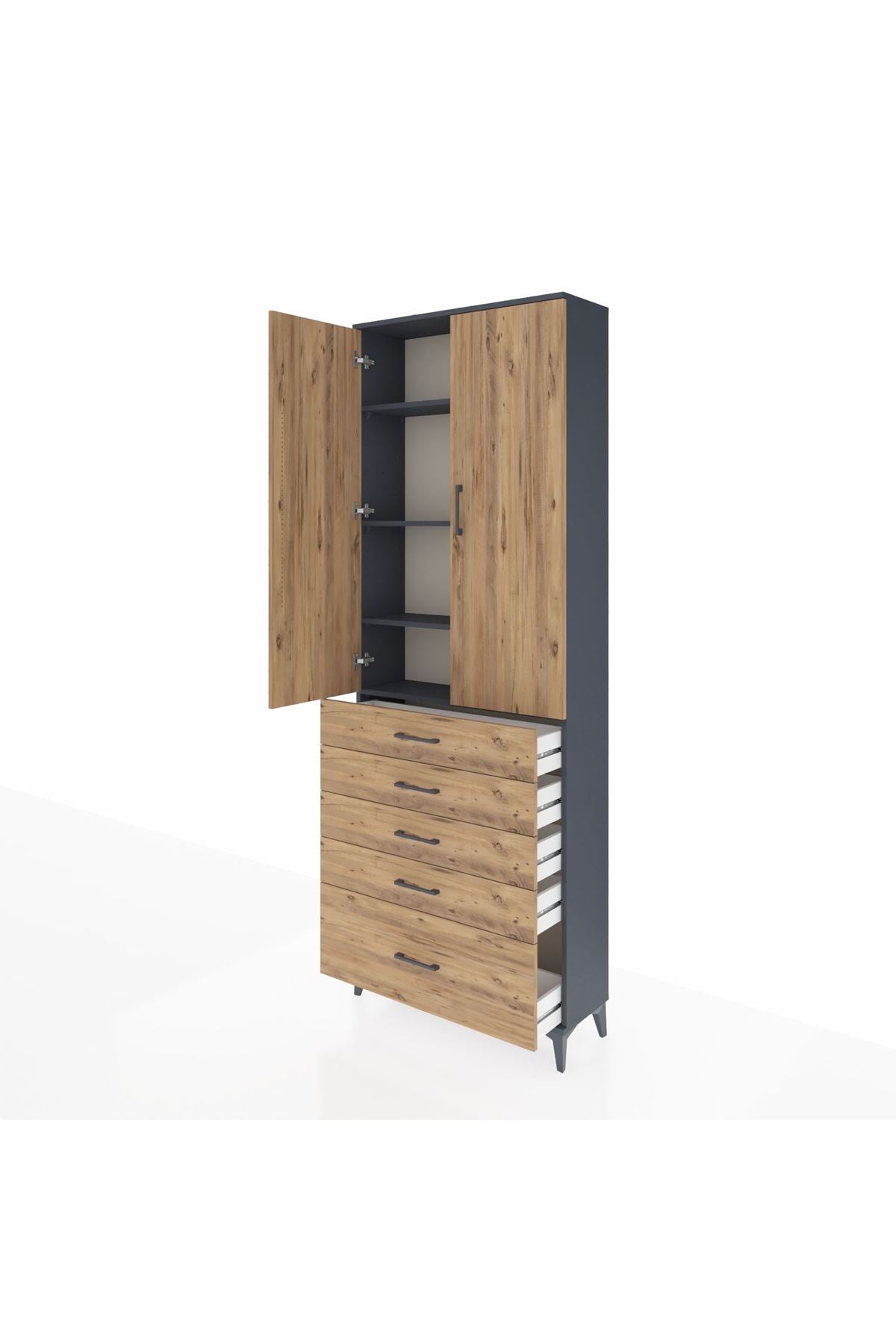 Arges Dolap 4 Raflı 5 Çekmeceli 2 Kapaklı 88x30x243 - S33M021V6A