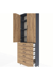 Arges Dolap 4 Raflı 5 Çekmeceli 2 Kapaklı 88x30x243 - S33M021V6A