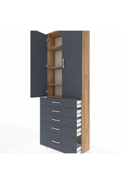 Arges Dolap 4 Raflı 5 Çekmeceli 2 Kapaklı 88x30x243 - S33M021V8A