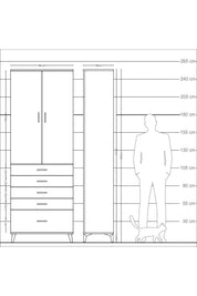 Arges Dolap 4 Raflı 5 Çekmeceli 2 Kapaklı 88x30x243 - S33M021V9A