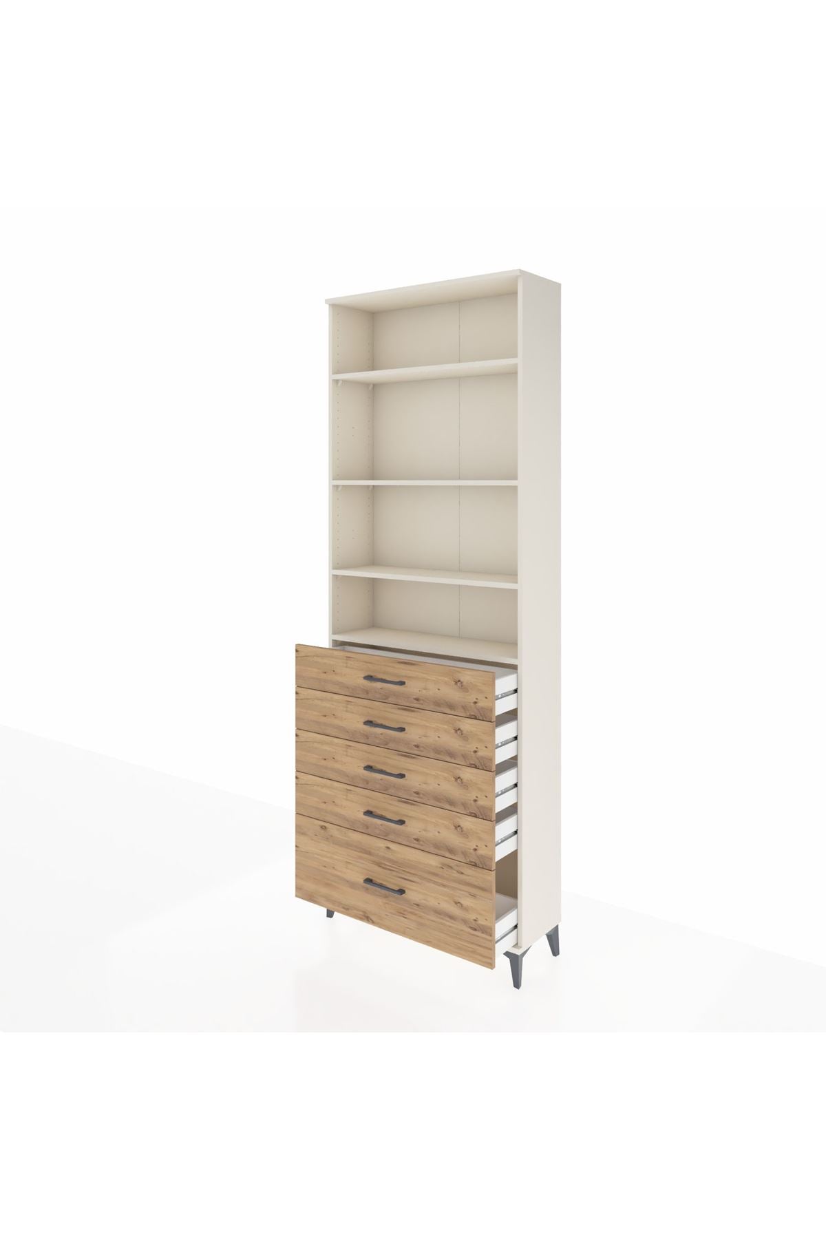 Arges Dolap 4 Raflı 5 Çekmeceli 88x30x243 - S33M022V3A