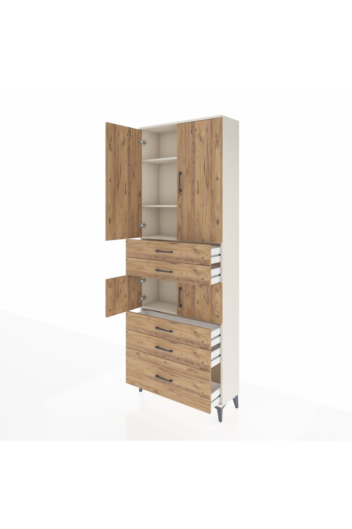 Arges Dolap 4 Raflı 5 Çekmeceli 4 Kapaklı 88x30x243 - S33M023V3A