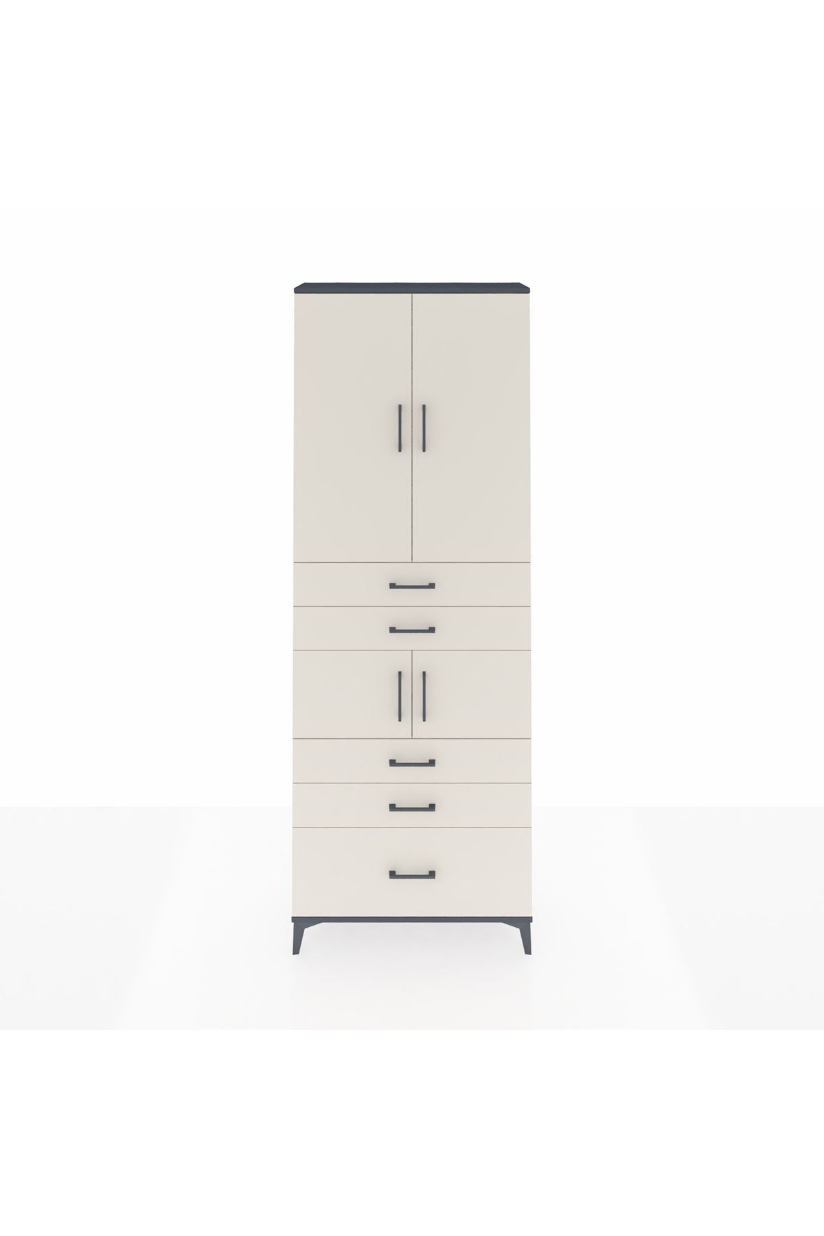 Arges Dolap 4 Raflı 5 Çekmeceli 4 Kapaklı 88x30x243 - S33M023V4A
