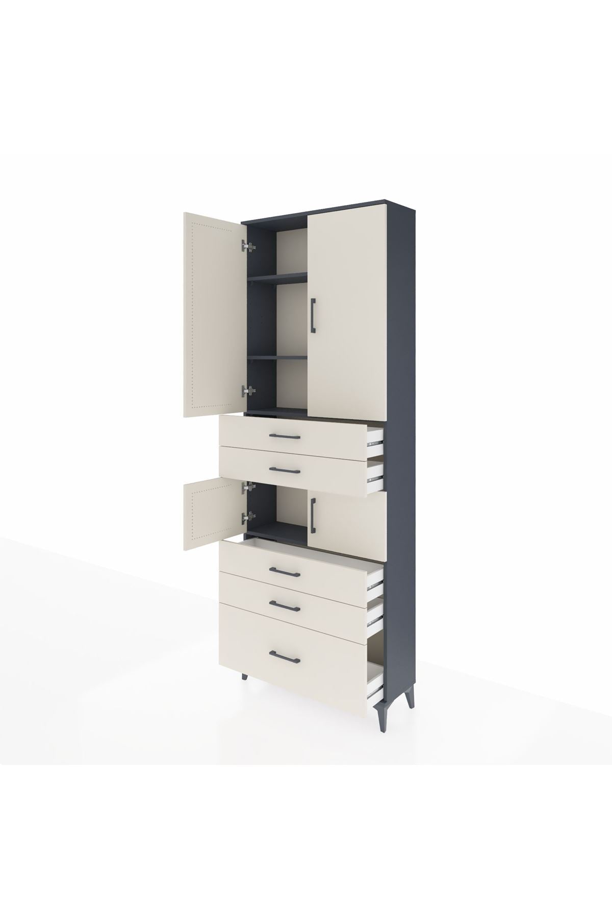 Arges Dolap 4 Raflı 5 Çekmeceli 4 Kapaklı 88x30x243 - S33M023V4A