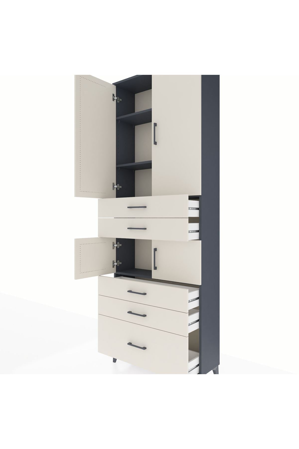 Arges Dolap 4 Raflı 5 Çekmeceli 4 Kapaklı 88x30x243 - S33M023V4A