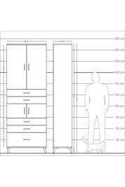 Arges Dolap 4 Raflı 5 Çekmeceli 4 Kapaklı 88x30x243 - S33M023V5A