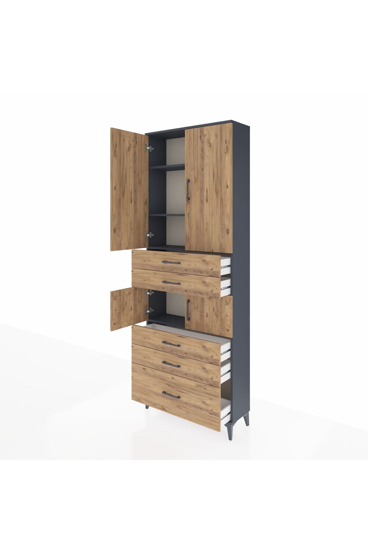 Arges Dolap 4 Raflı 5 Çekmeceli 4 Kapaklı 88x30x243 - S33M023V6A