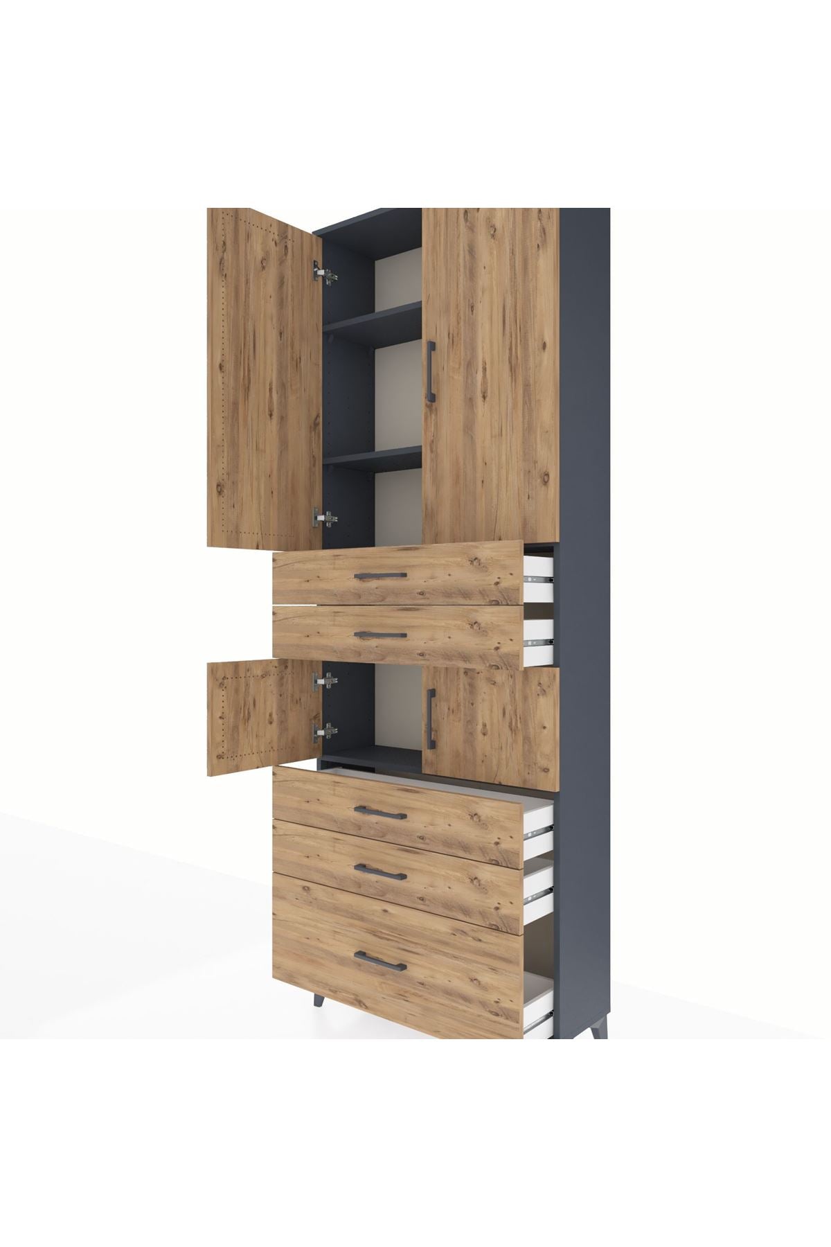Arges Dolap 4 Raflı 5 Çekmeceli 4 Kapaklı 88x30x243 - S33M023V6A