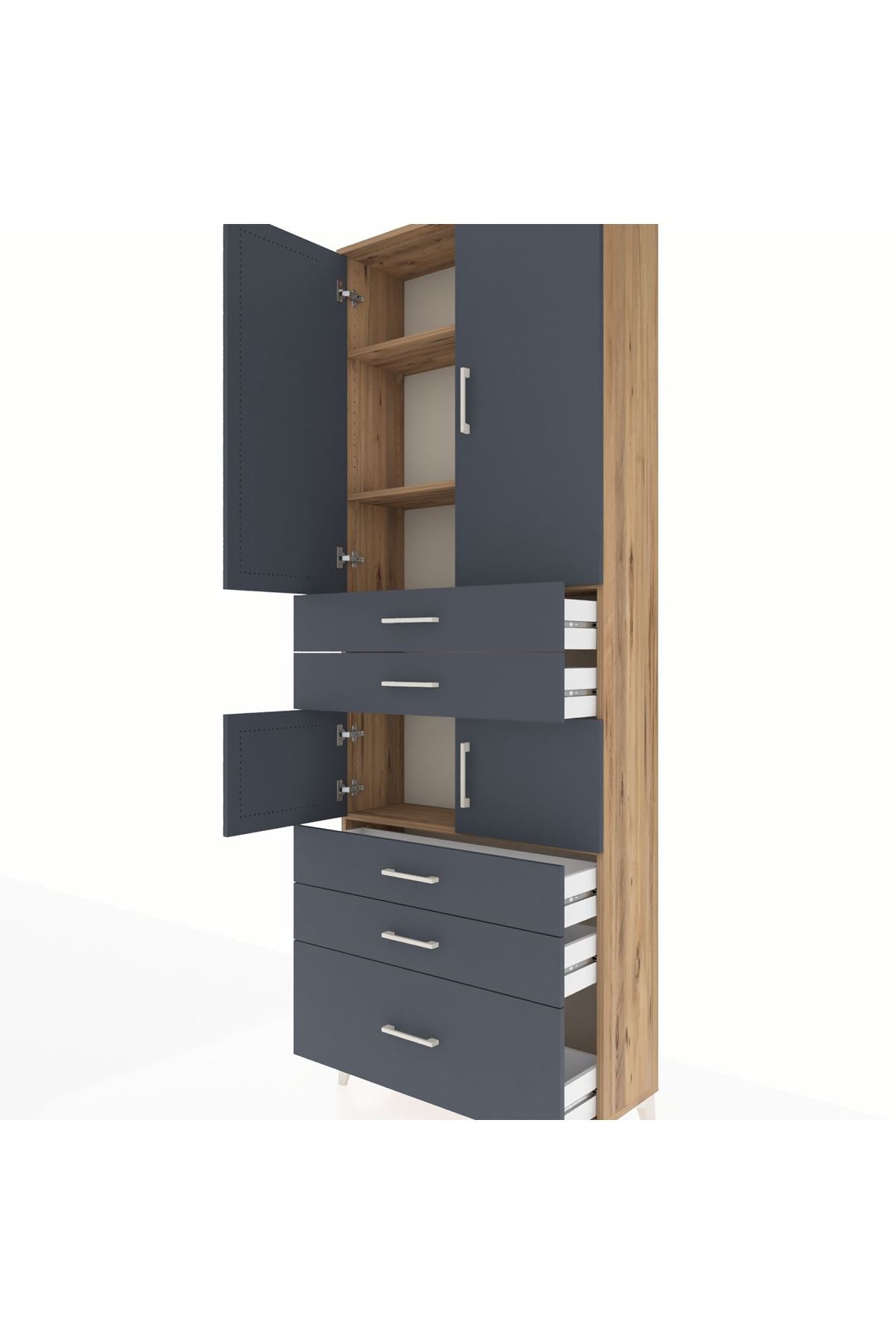 Arges Dolap 4 Raflı 5 Çekmeceli 4 Kapaklı 88x30x243 - S33M023V8A