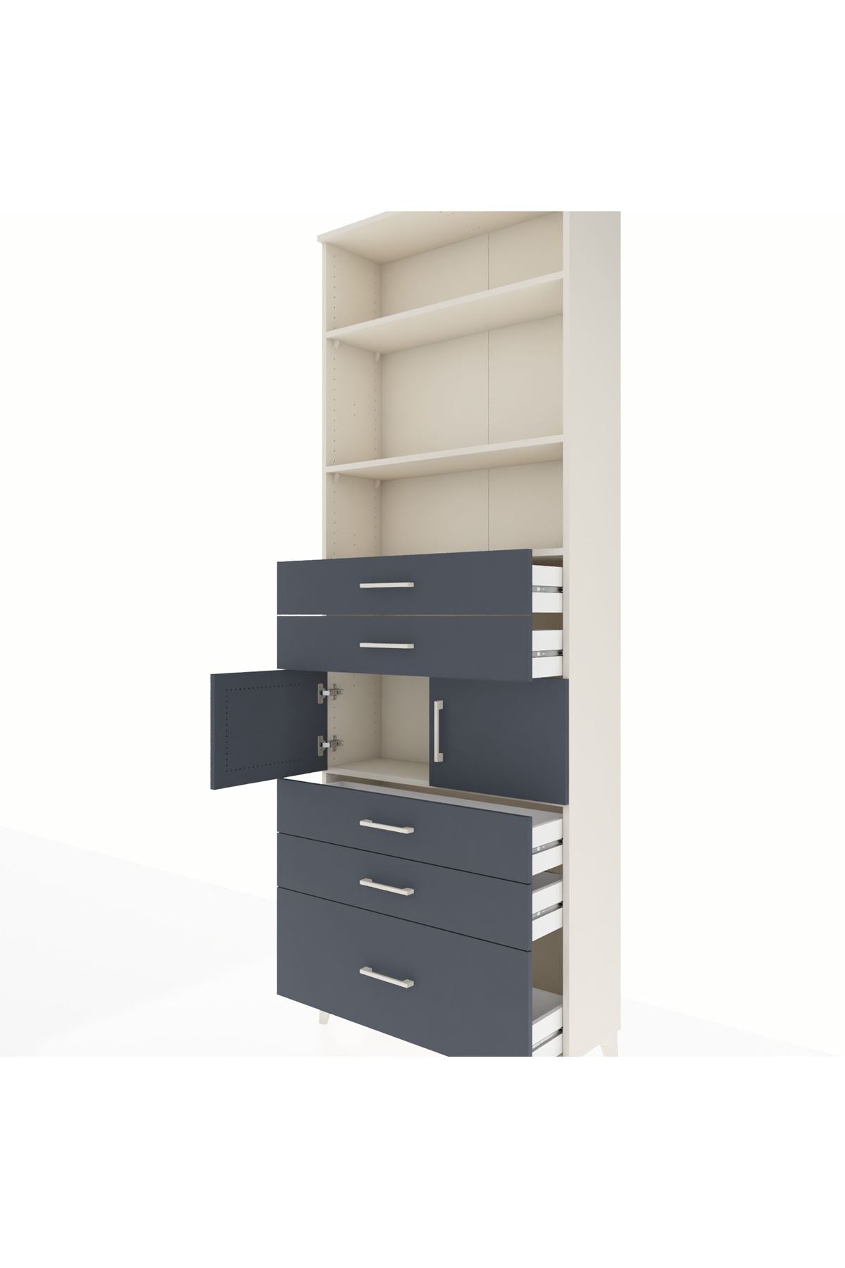 Arges Dolap 4 Raflı 5 Çekmeceli 2 Kapaklı 88x30x243 - S33M024V2A