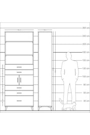 Arges Dolap 4 Raflı 5 Çekmeceli 2 Kapaklı 88x30x243 - S33M024V5A