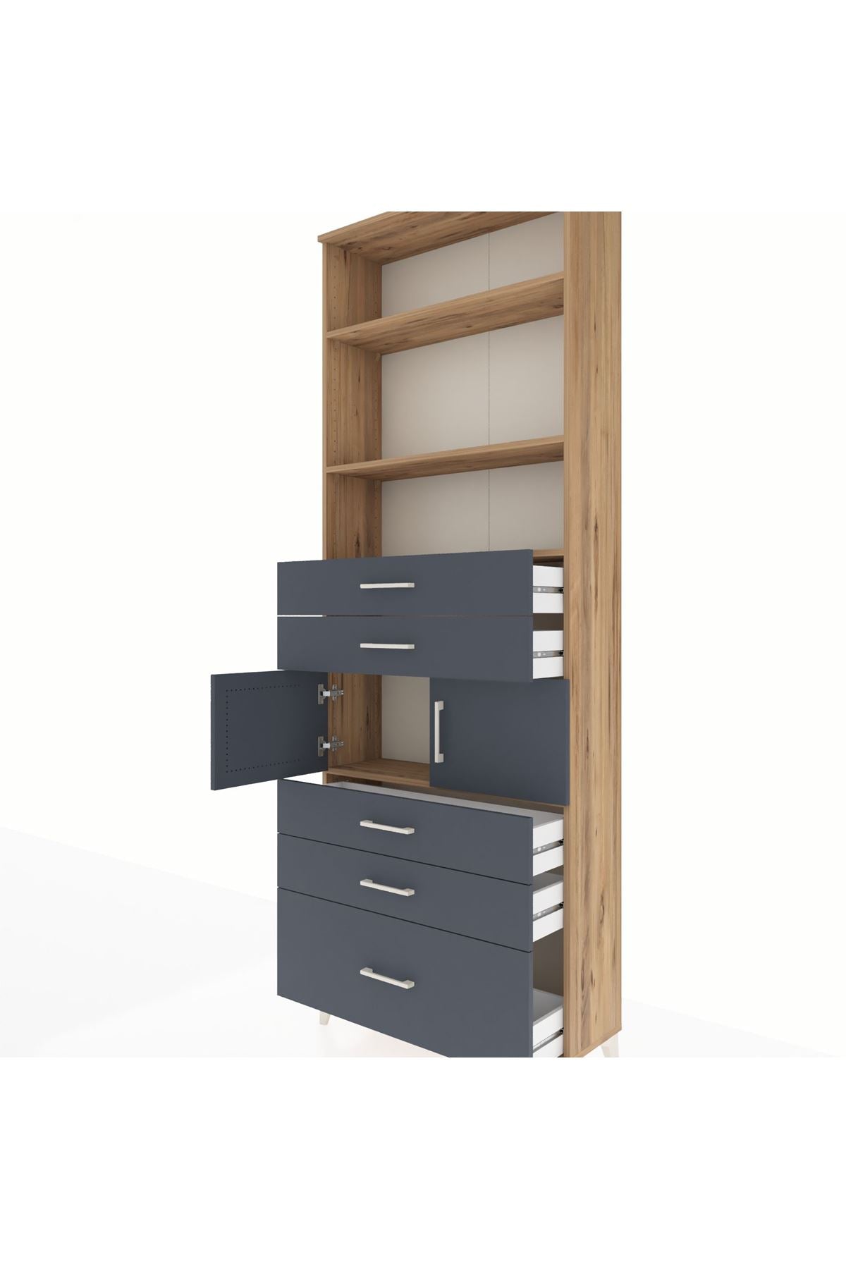 Arges Dolap 4 Raflı 5 Çekmeceli 2 Kapaklı 88x30x243 - S33M024V8A