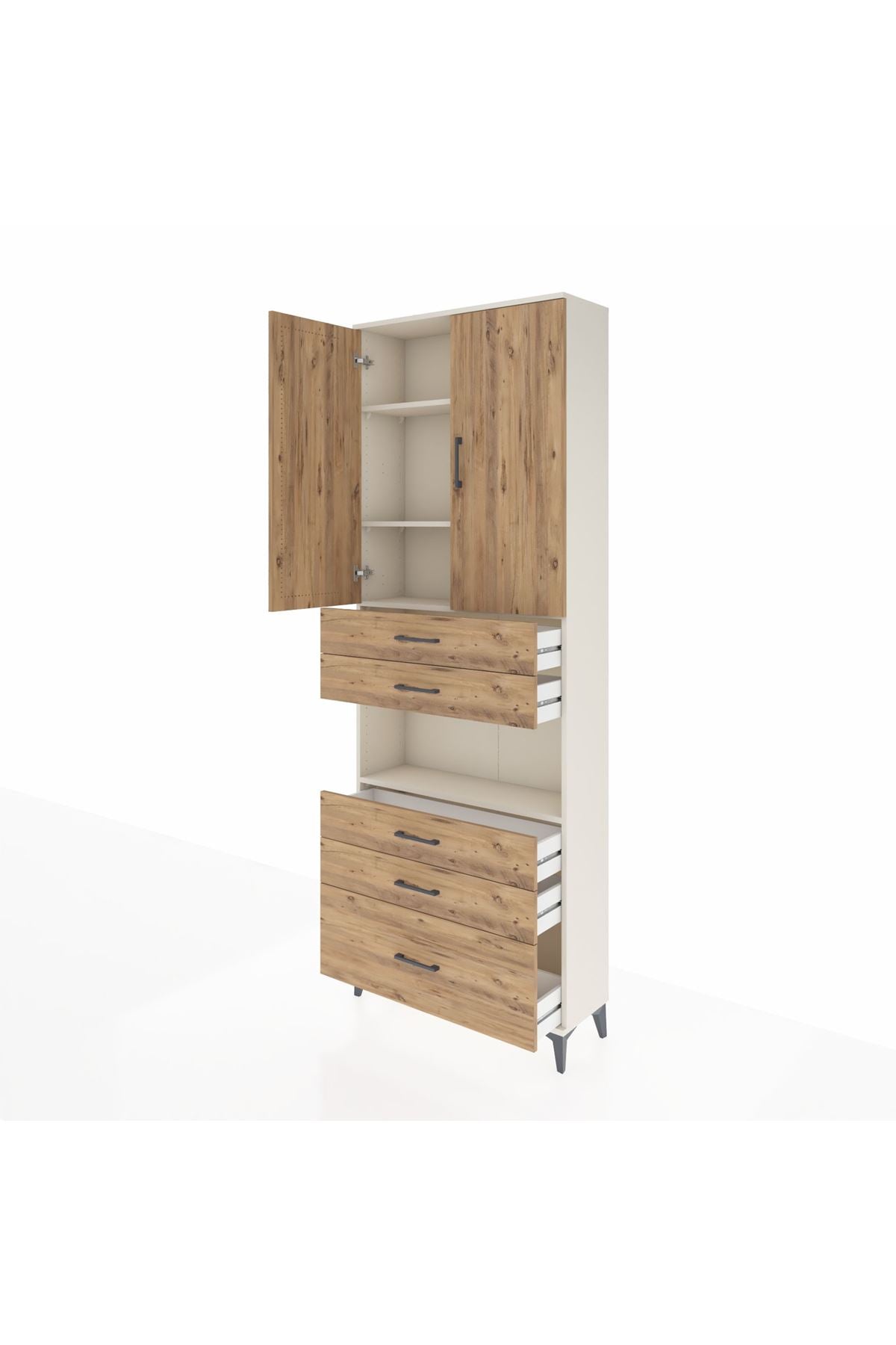 Arges Dolap 4 Raflı 5 Çekmeceli 2 Kapaklı 88x30x243 - S33M025V3A