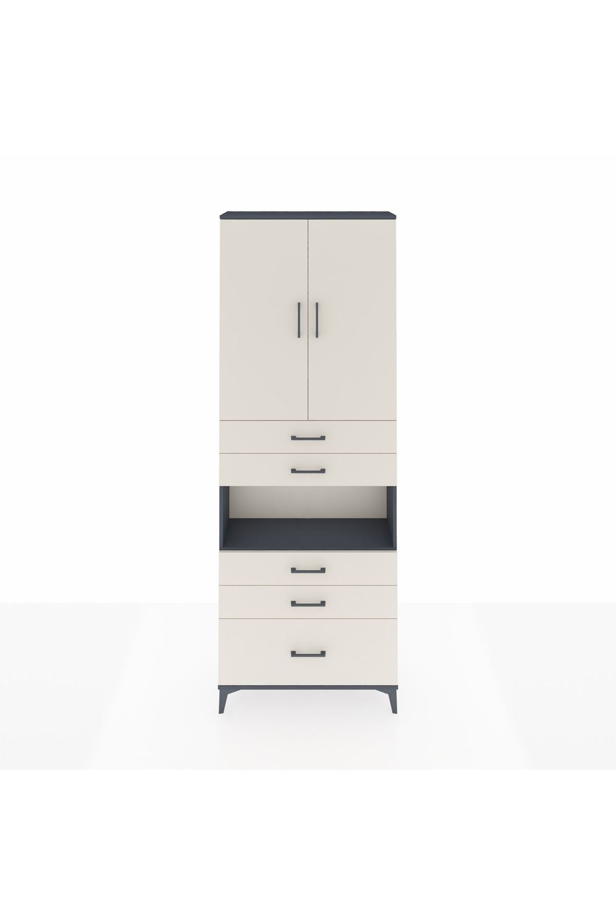 Arges Dolap 4 Raflı 5 Çekmeceli 2 Kapaklı 88x30x243 - S33M025V4A