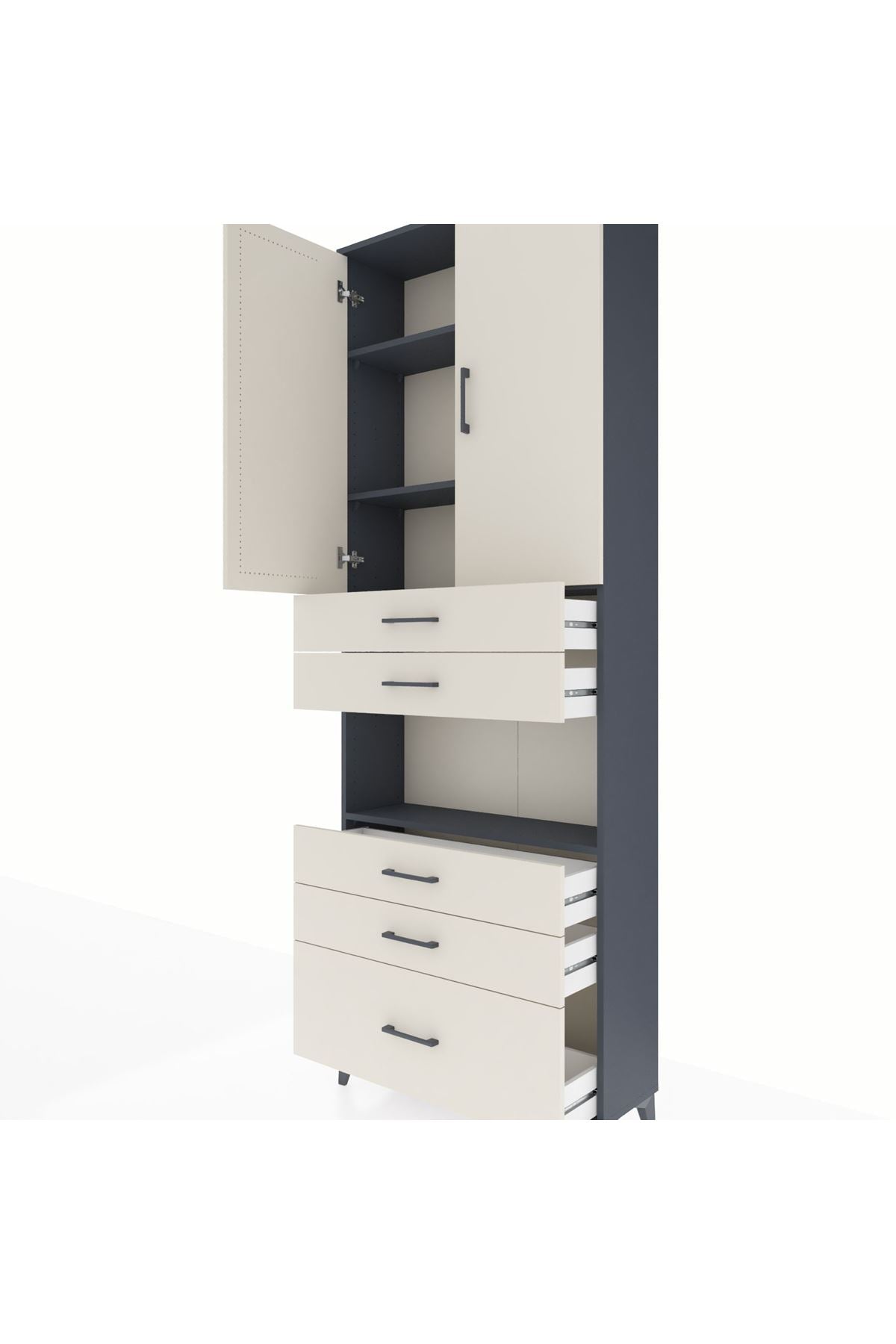 Arges Dolap 4 Raflı 5 Çekmeceli 2 Kapaklı 88x30x243 - S33M025V4A