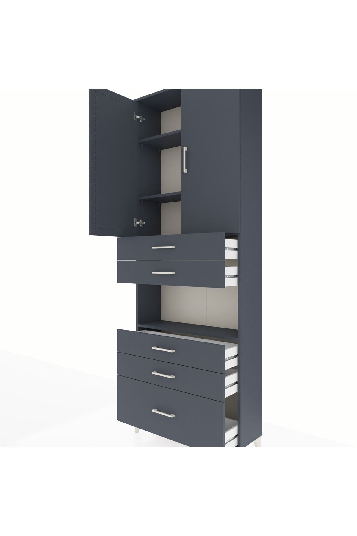 Arges Dolap 4 Raflı 5 Çekmeceli 2 Kapaklı 88x30x243 - S33M025V5A