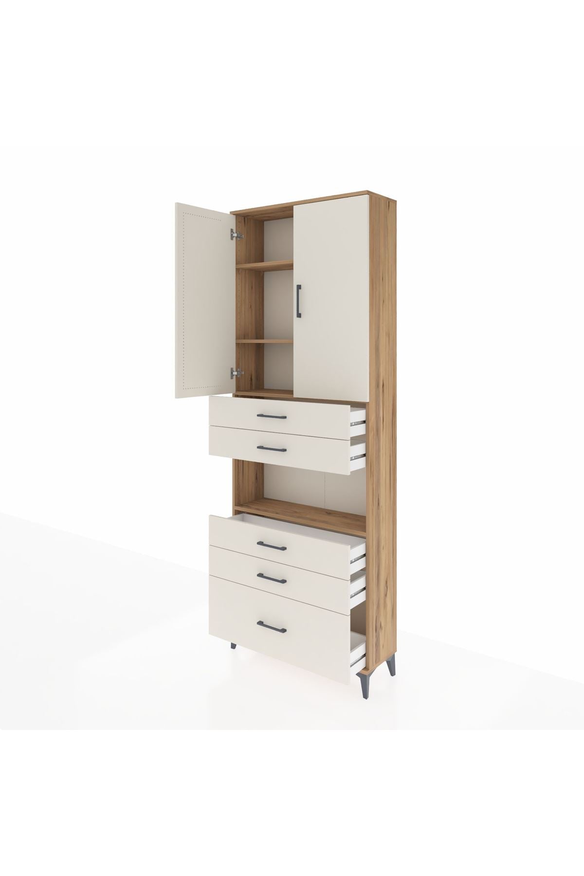 Arges Dolap 4 Raflı 5 Çekmeceli 2 Kapaklı 88x30x243 - S33M025V7A