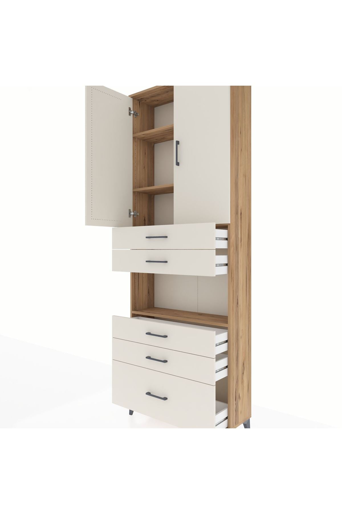 Arges Dolap 4 Raflı 5 Çekmeceli 2 Kapaklı 88x30x243 - S33M025V7A