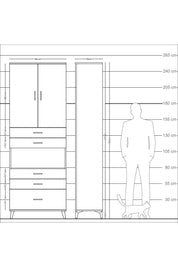 Arges Dolap 4 Raflı 5 Çekmeceli 2 Kapaklı 88x30x243 - S33M025V8A