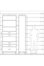 Arges Dolap 4 Raflı 5 Çekmeceli 88x30x243 - S33M026V3A