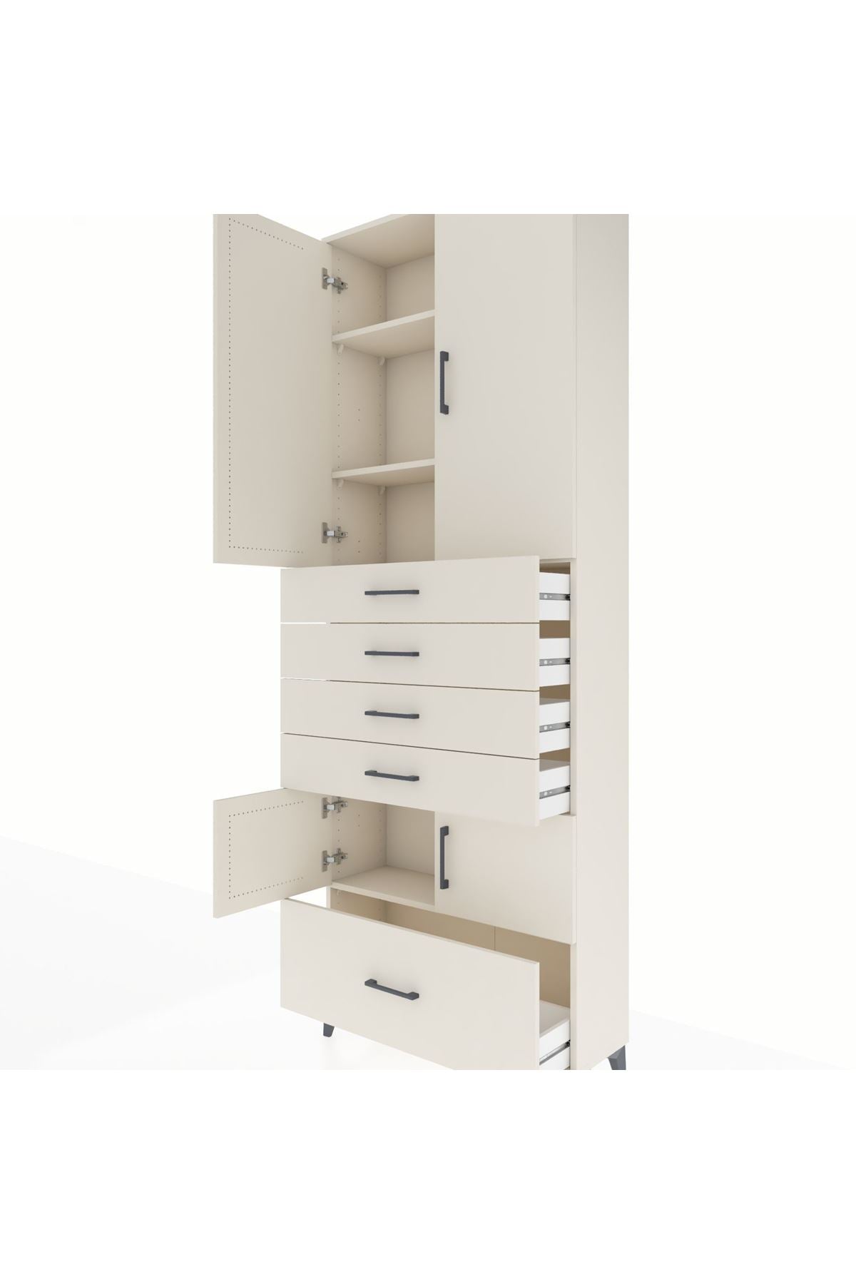 Arges Dolap 4 Raflı 5 Çekmeceli 4 Kapaklı 88x30x243 - S33M027V1A