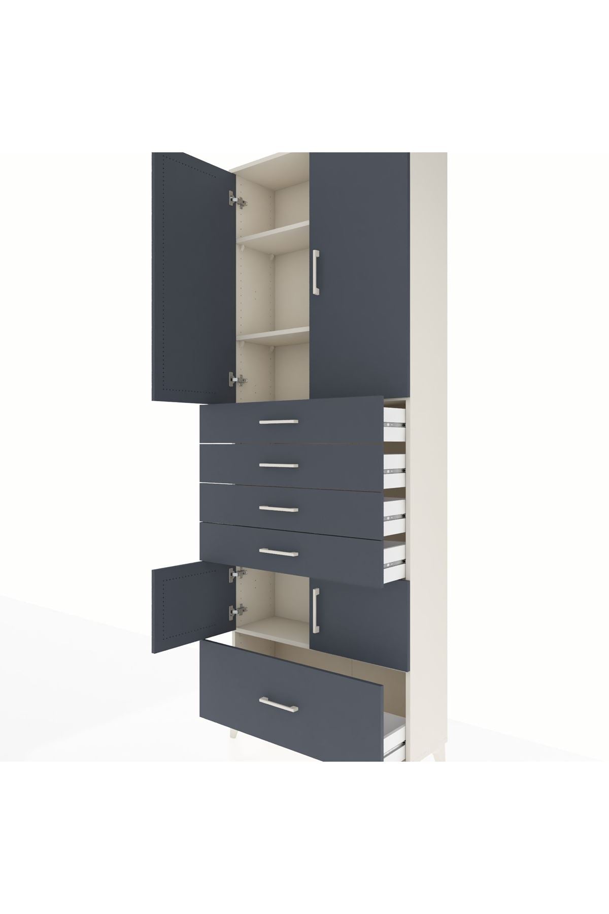 Arges Dolap 4 Raflı 5 Çekmeceli 4 Kapaklı 88x30x243 - S33M027V2A