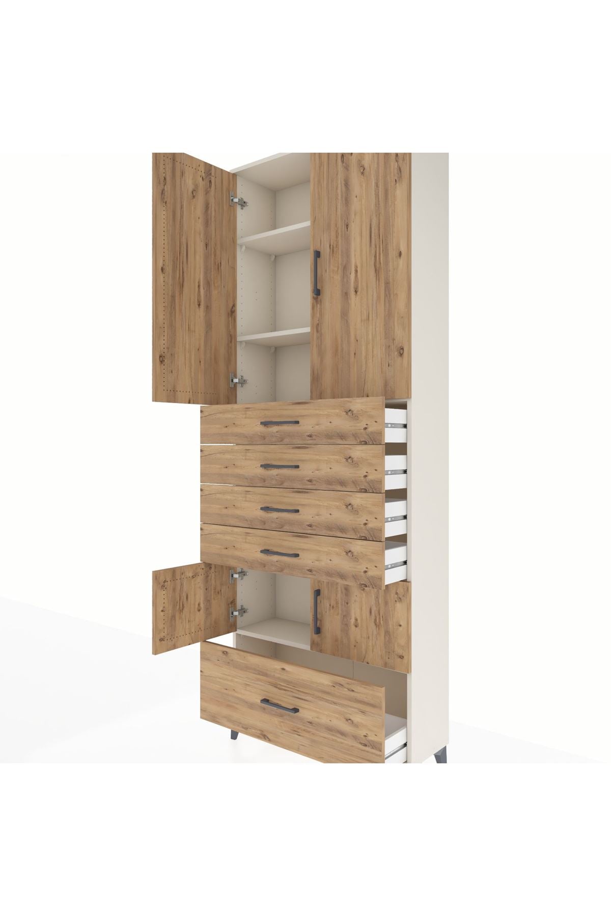 Arges Dolap 4 Raflı 5 Çekmeceli 4 Kapaklı 88x30x243 - S33M027V3A