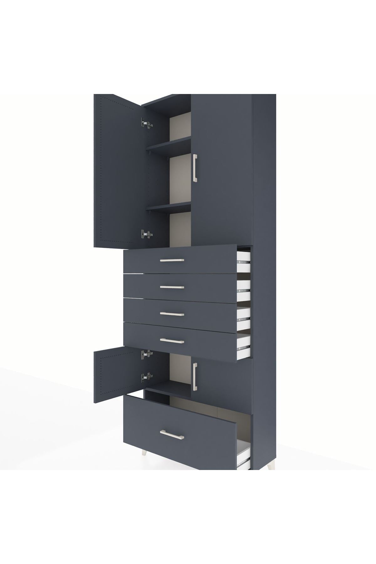 Arges Dolap 4 Raflı 5 Çekmeceli 4 Kapaklı 88x30x243 - S33M027V5A
