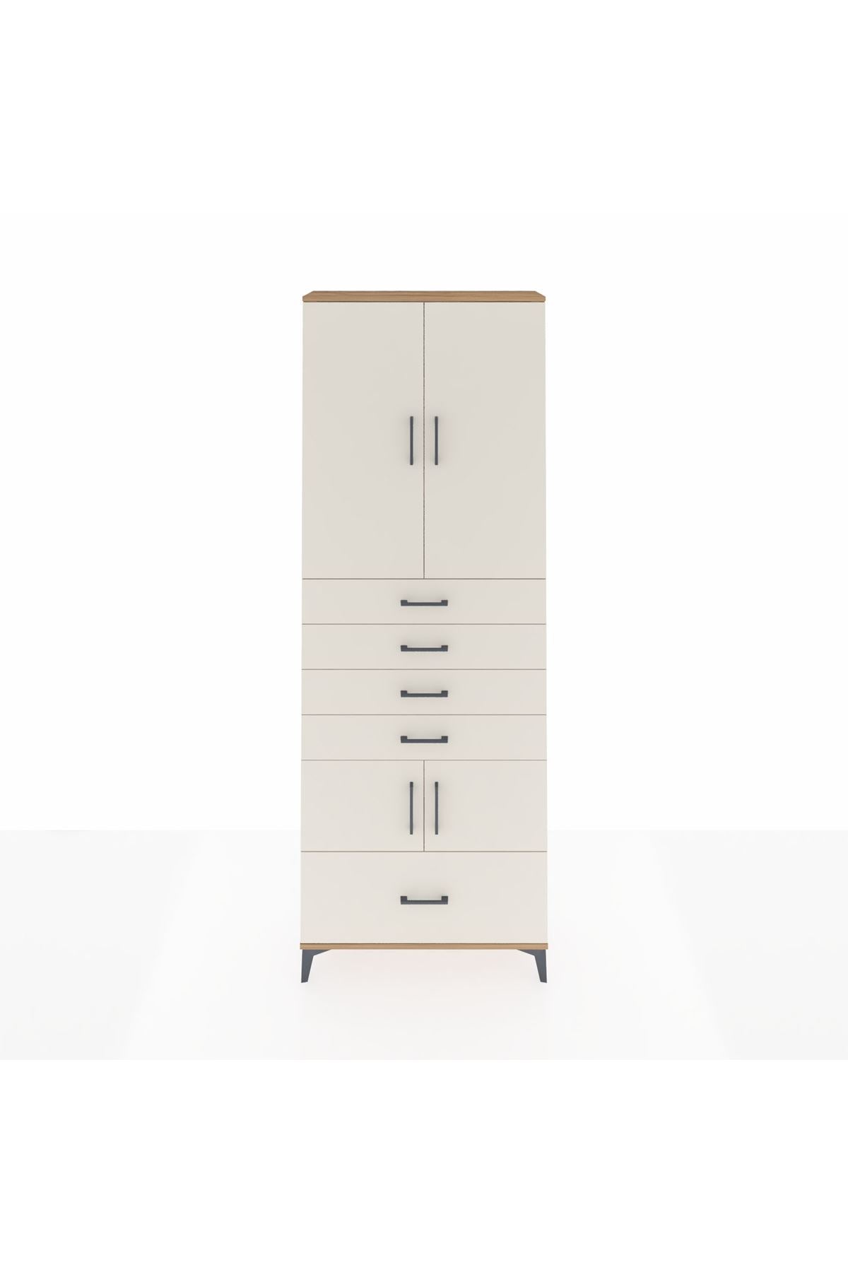 Arges Dolap 4 Raflı 5 Çekmeceli 4 Kapaklı 88x30x243 - S33M027V7A
