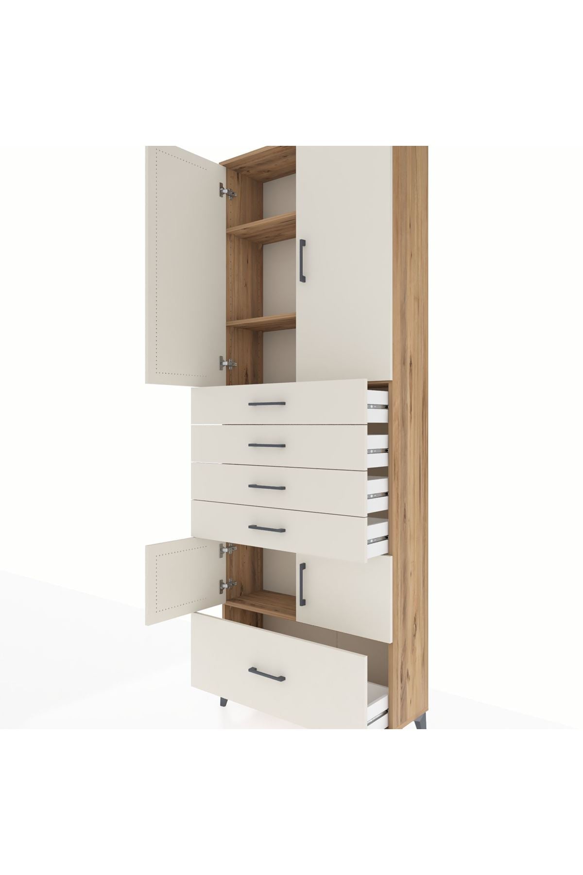 Arges Dolap 4 Raflı 5 Çekmeceli 4 Kapaklı 88x30x243 - S33M027V7A
