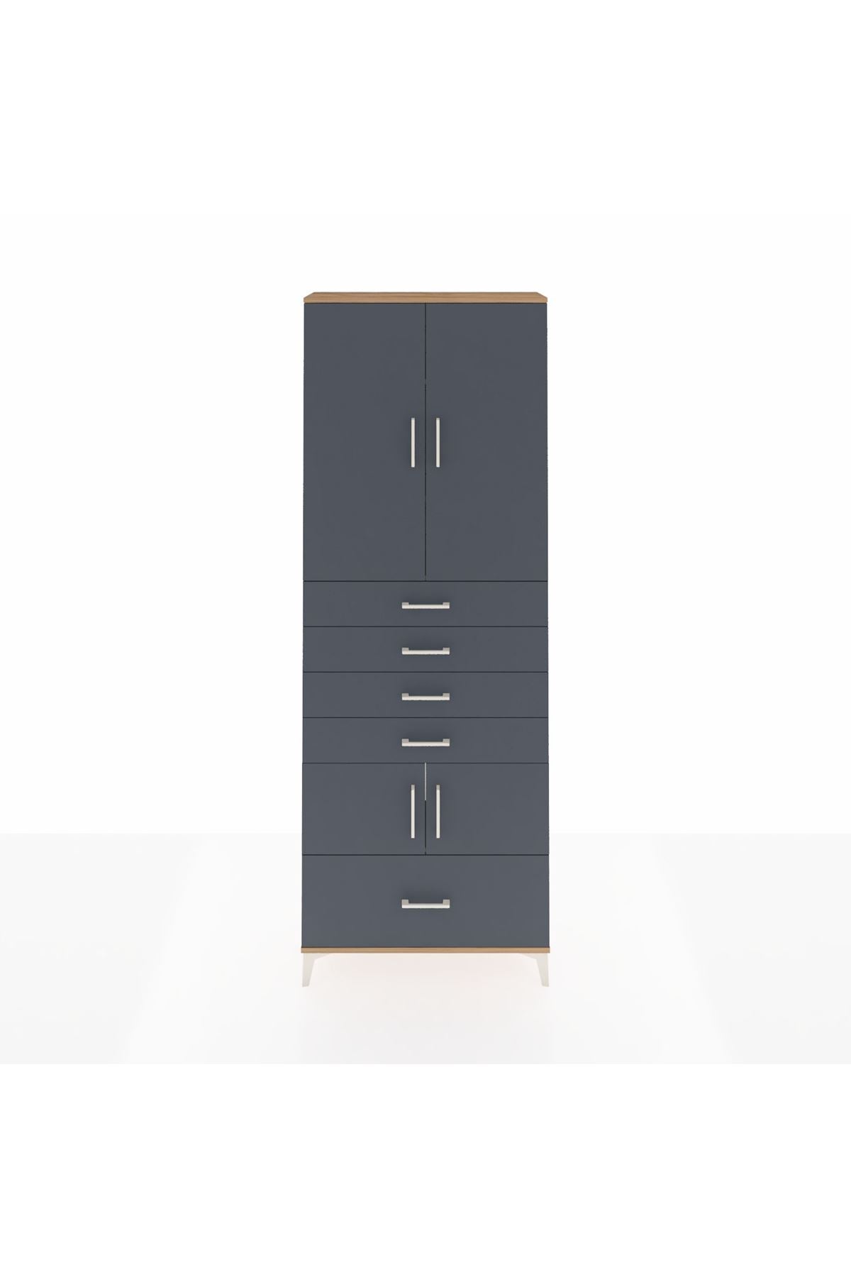 Arges Dolap 4 Raflı 5 Çekmeceli 4 Kapaklı 88x30x243 - S33M027V8A