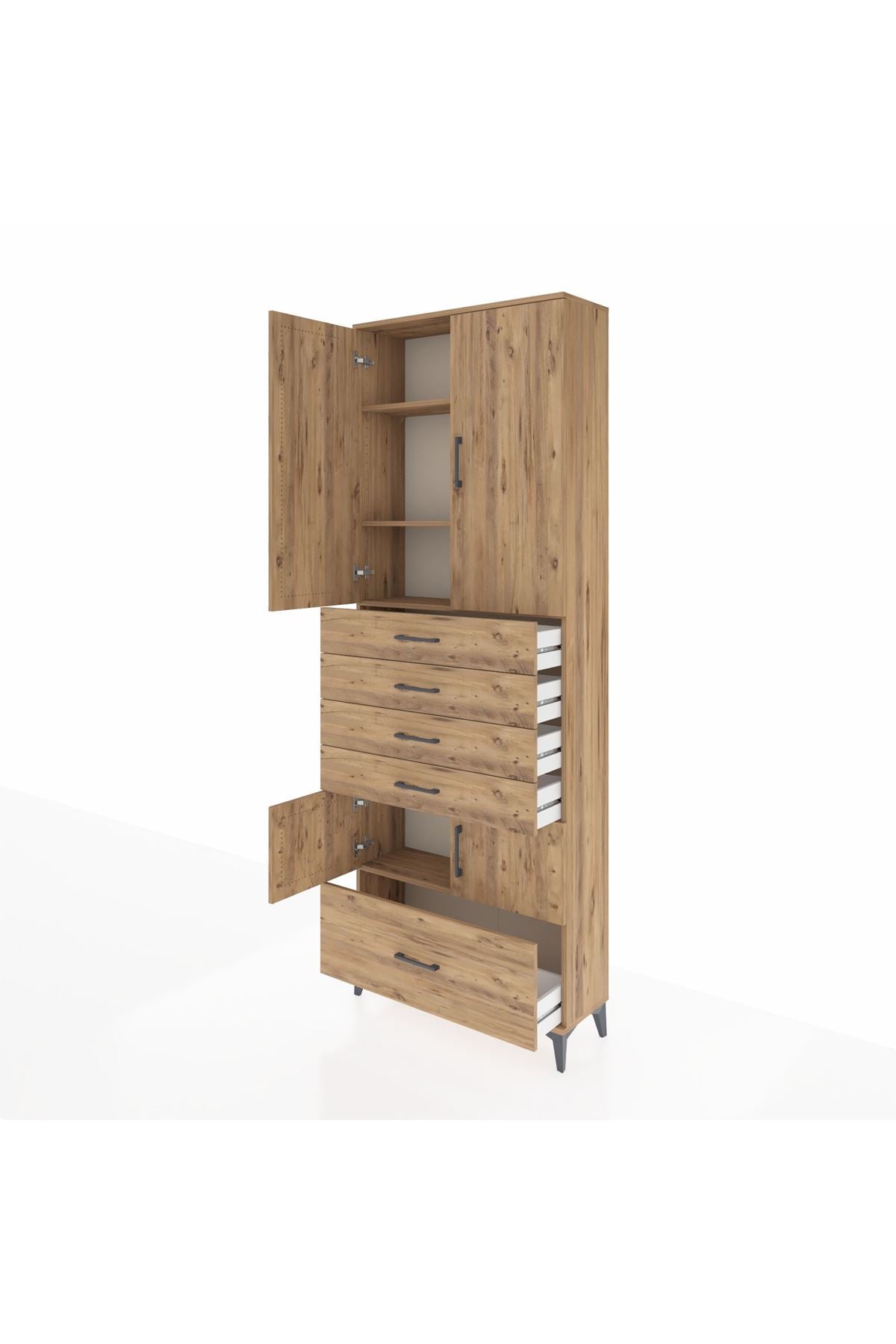 Arges Dolap 4 Raflı 5 Çekmeceli 4 Kapaklı 88x30x243 - S33M027V9A