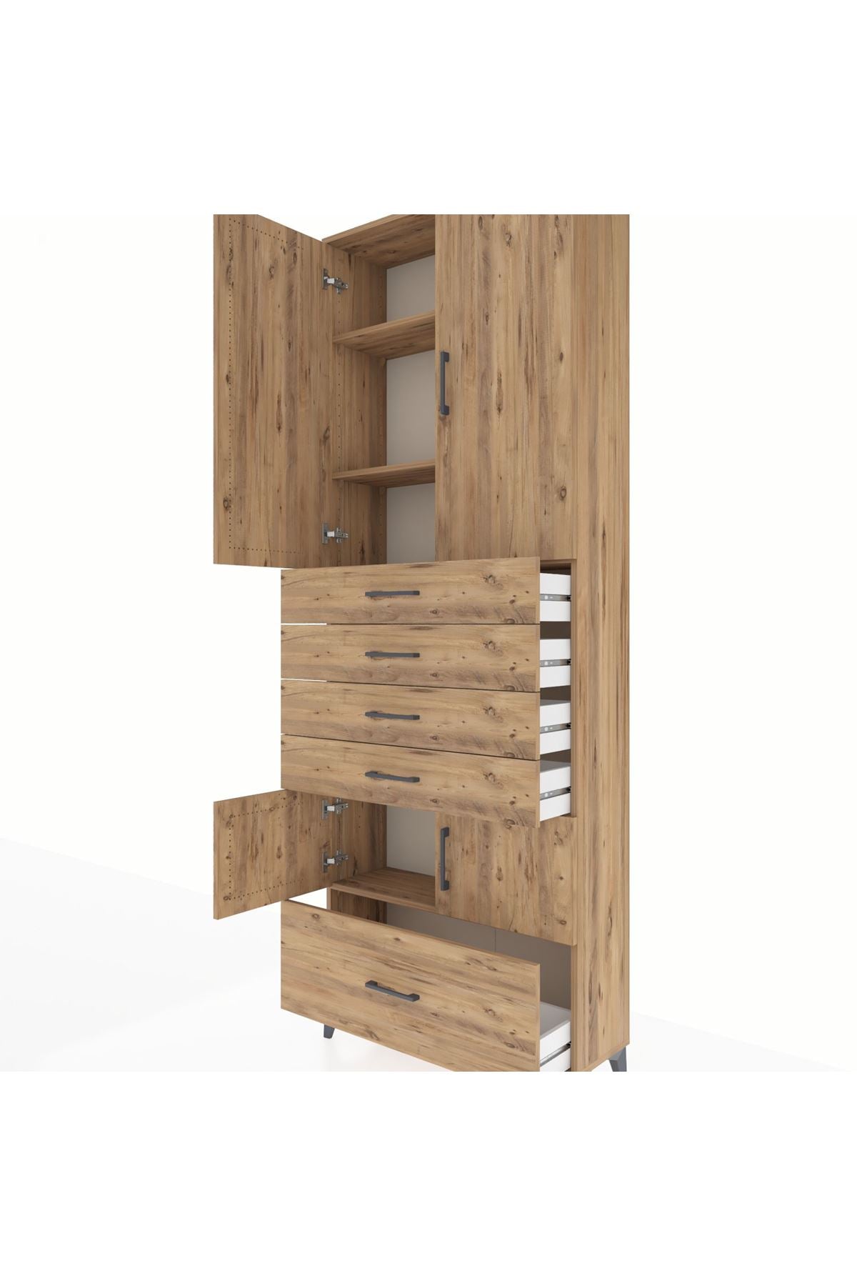 Arges Dolap 4 Raflı 5 Çekmeceli 4 Kapaklı 88x30x243 - S33M027V9A