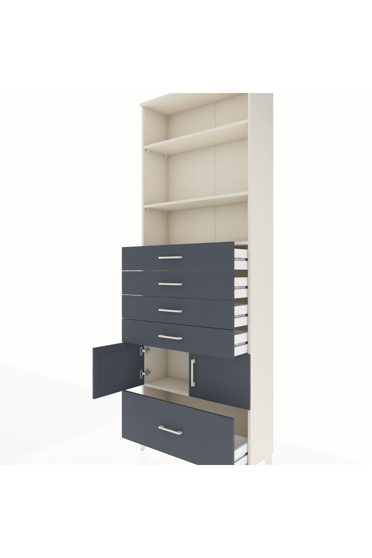 Arges Dolap 4 Raflı 5 Çekmeceli 2 Kapaklı 88x30x243 - S33M028V2A