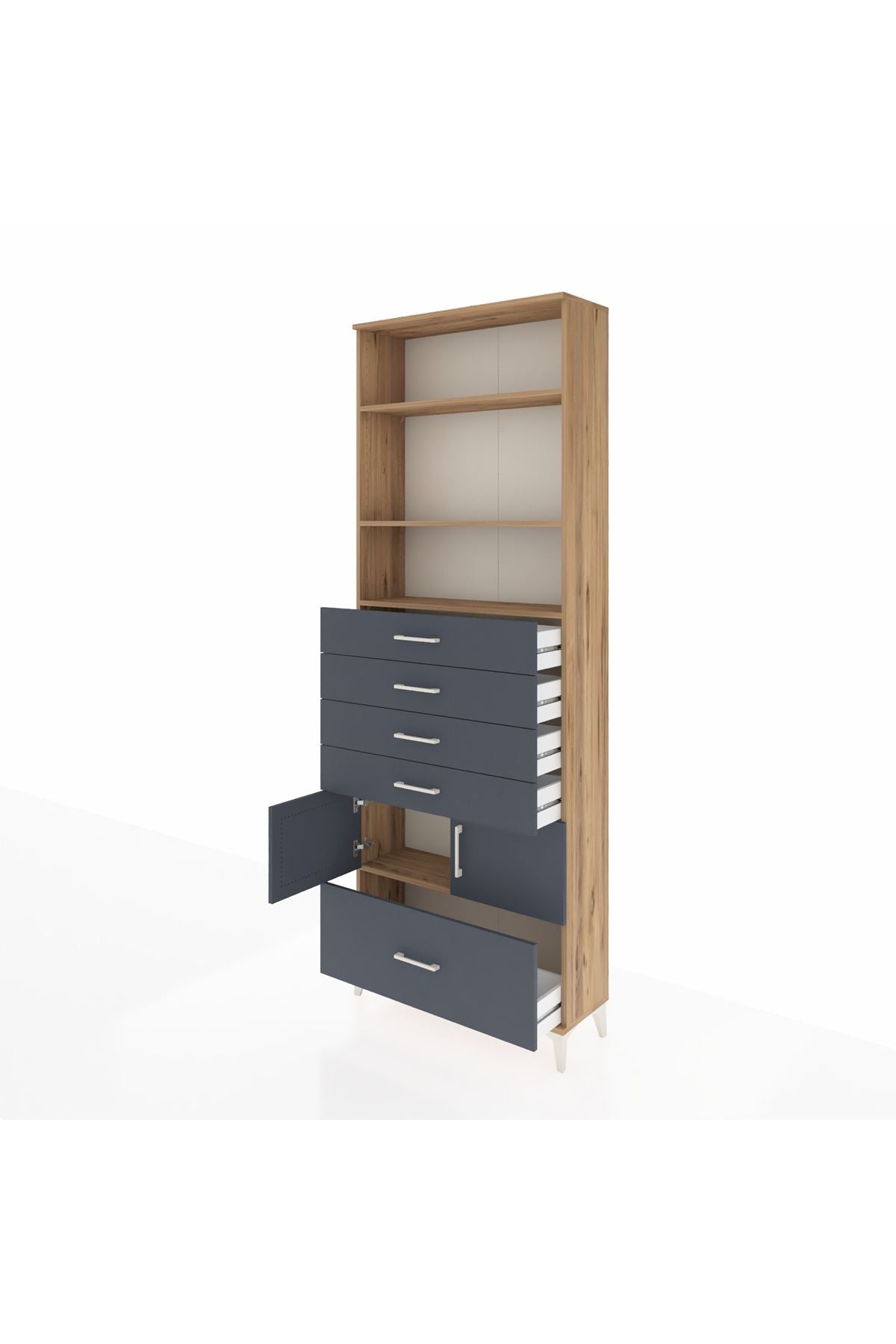 Arges Dolap 4 Raflı 5 Çekmeceli 2 Kapaklı 88x30x243 - S33M028V8A