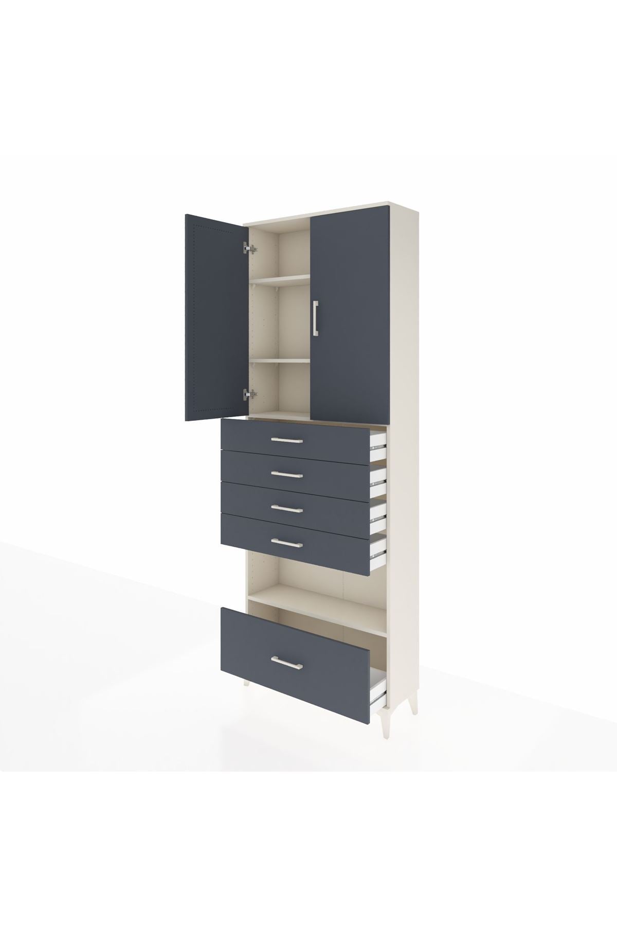 Arges Dolap 4 Raflı 5 Çekmeceli 2 Kapaklı 88x30x243 - S33M029V2A