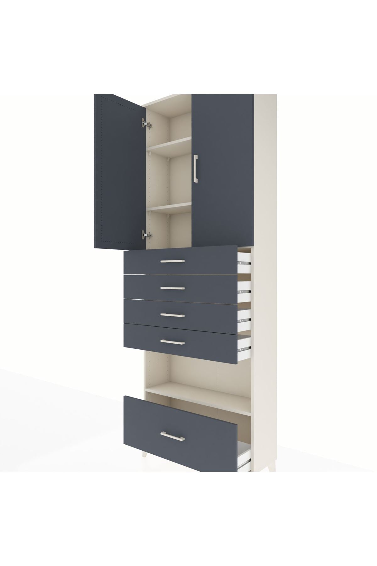 Arges Dolap 4 Raflı 5 Çekmeceli 2 Kapaklı 88x30x243 - S33M029V2A