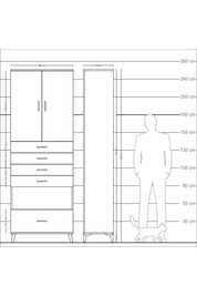 Arges Dolap 4 Raflı 5 Çekmeceli 2 Kapaklı 88x30x243 - S33M029V6A