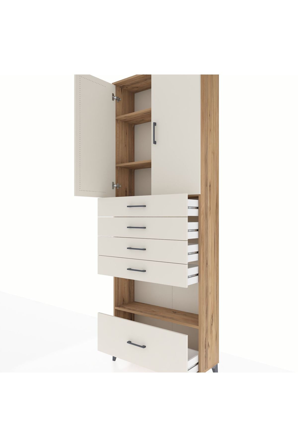 Arges Dolap 4 Raflı 5 Çekmeceli 2 Kapaklı 88x30x243 - S33M029V7A