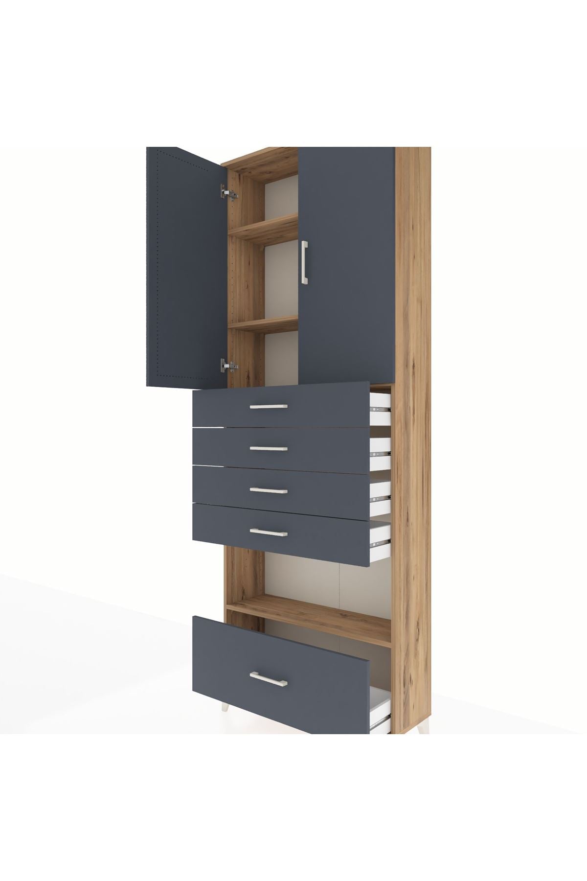 Arges Dolap 4 Raflı 5 Çekmeceli 2 Kapaklı 88x30x243 - S33M029V8A