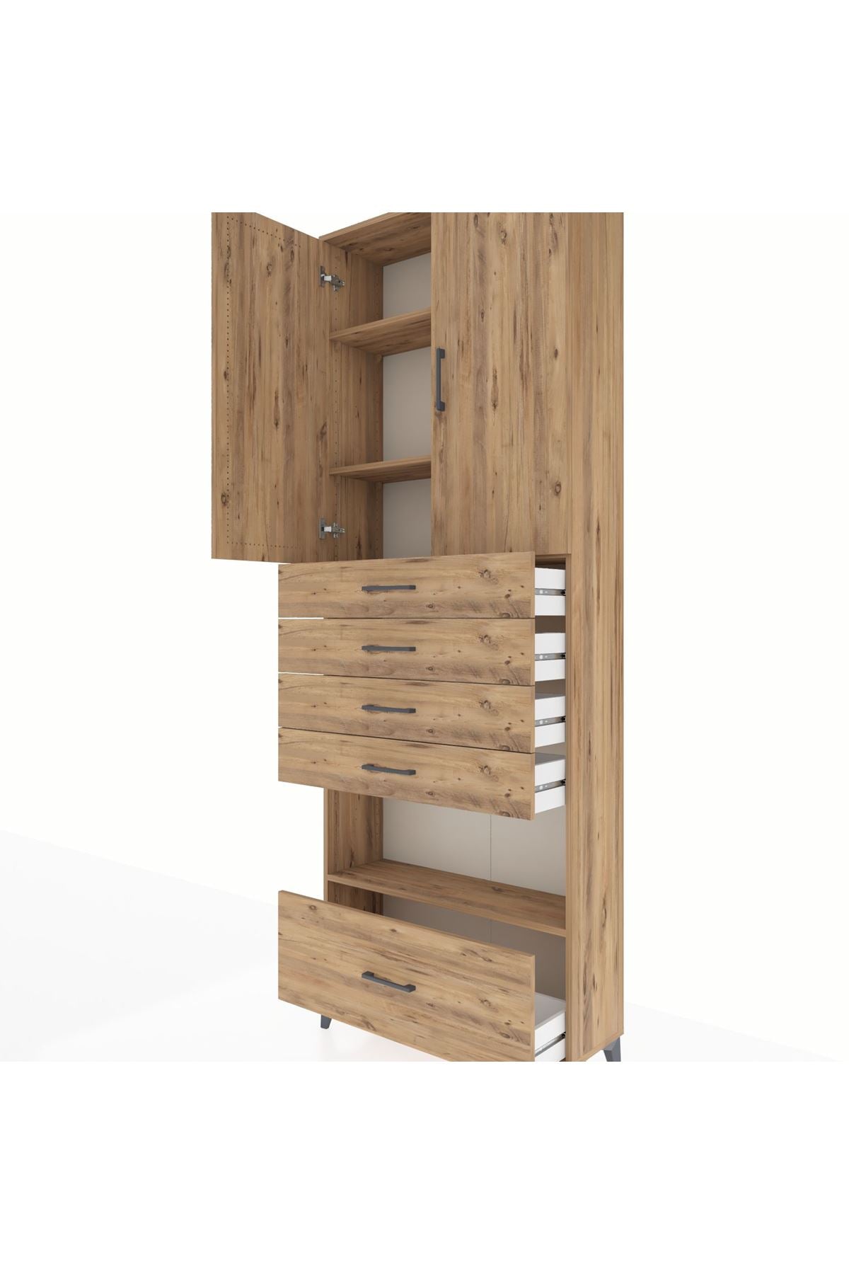 Arges Dolap 4 Raflı 5 Çekmeceli 2 Kapaklı 88x30x243 - S33M029V9A