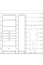 Arges Dolap 4 Raflı 5 Çekmeceli 88x30x243 - S33M030V6A